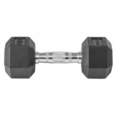 LIFELINE FITNESS Hex Rubber Dumbbell, 15lbs LLHRD15